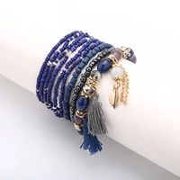 bohemia double tassel charm beads bracelets for women jewelry colorful crystal multi laye bracelet set pulseras feminina gift