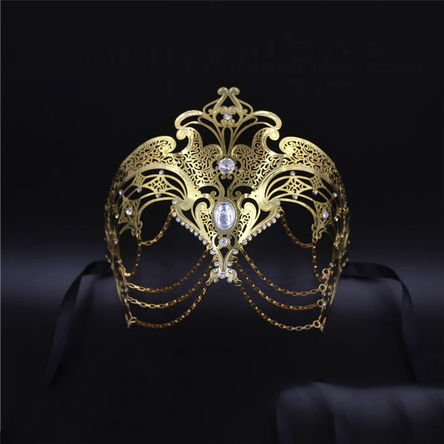 Золото Стиль металлическая Филигрань Лазерная резка череп Венецианская