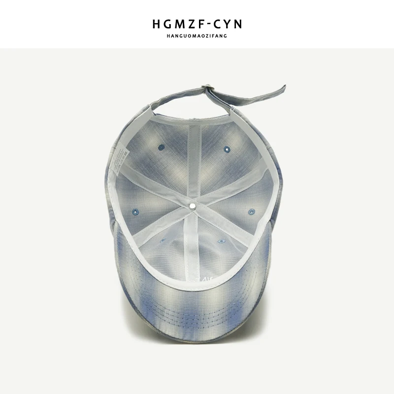 Бейсболки в клетку из хлопчатобумажной ткани с вышитым лозунгом | Аксессуары для