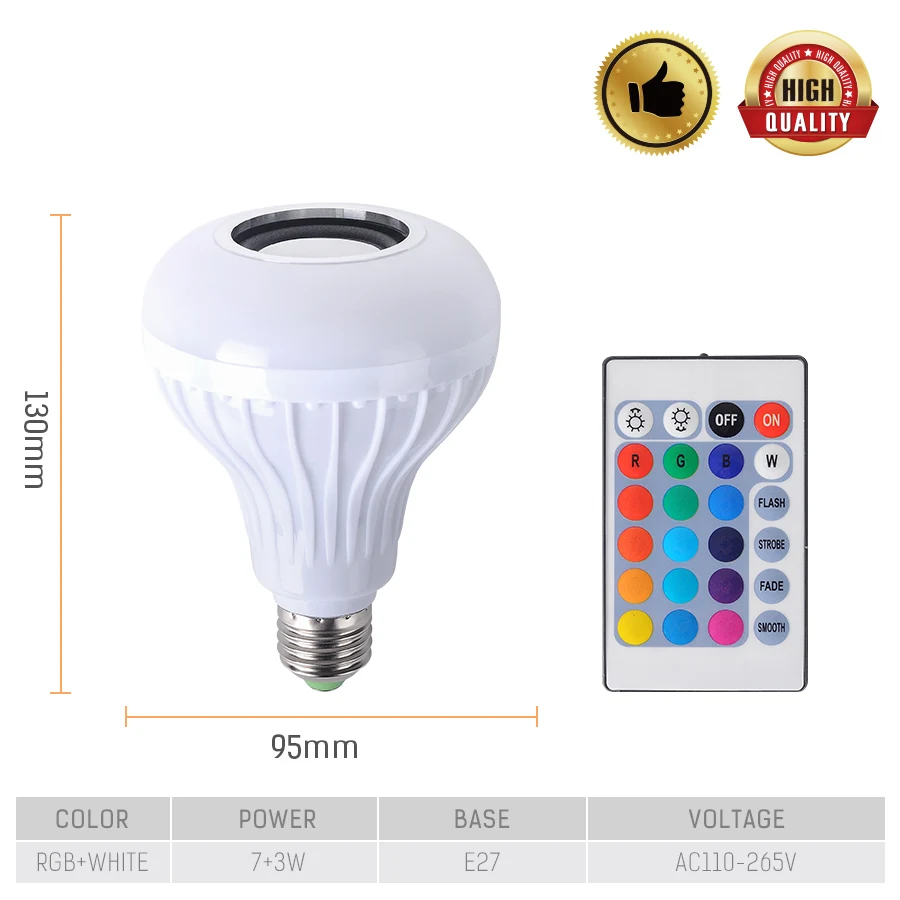 Беспроводной пульт дистанционного управления музыкальные лампочки LED Bluetooth 7 + 3