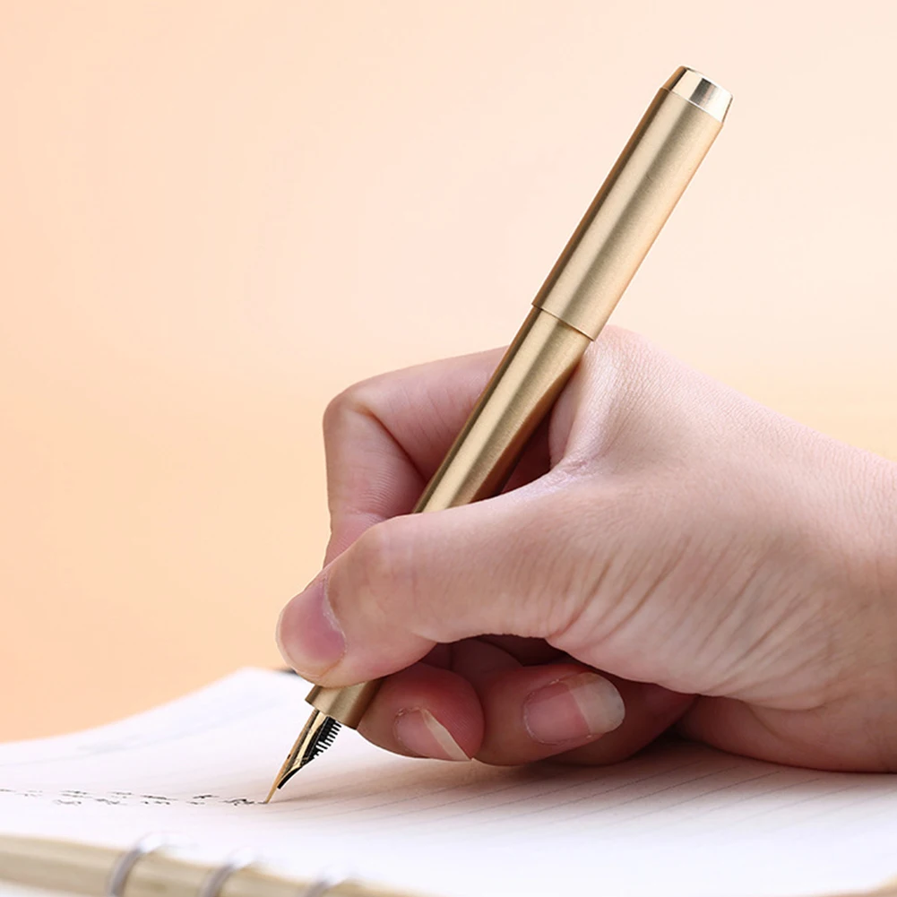 Delike Hunyuan Full Brass Stationery Black Ink EF F Nib Writing Smooth Portable Adults Kids Fountain Pen Birthday Gift School |