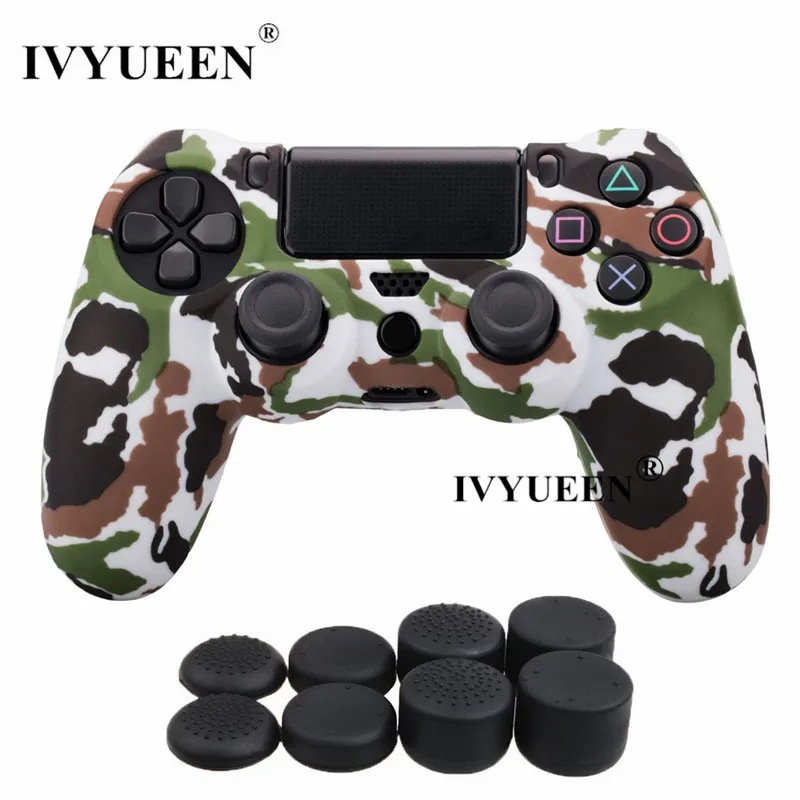 Силиконовый защитный чехол IVYUEEN для sony Dualshock 4 PS4 DS4 Pro Slim с 8 аналоговыми джойстиками - Цвет: White Camo