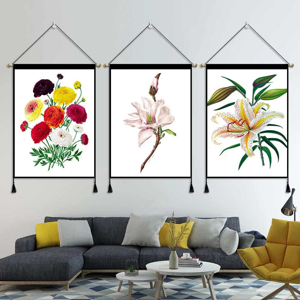 Богемные цветы листья акварель скандинавские плакаты Картина на холсте