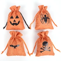 halloween candy gift sack bags non woven fabric orange color pumpkin
