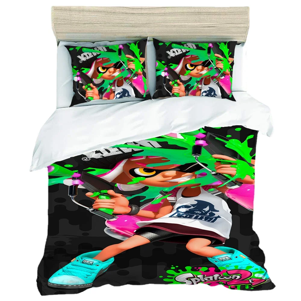Likurb Splatoons Uze мерцающий кальмар 3D Печатный пододеяльник чехол подушка Комплект