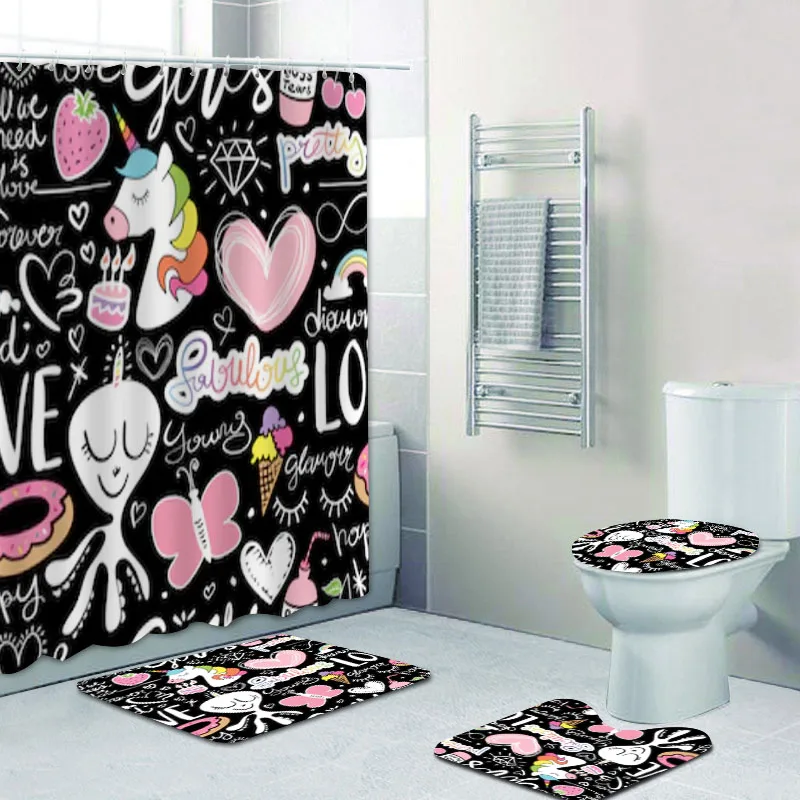 Занавеска для душа с изображением фламинго единорога ананаса | Дом и сад