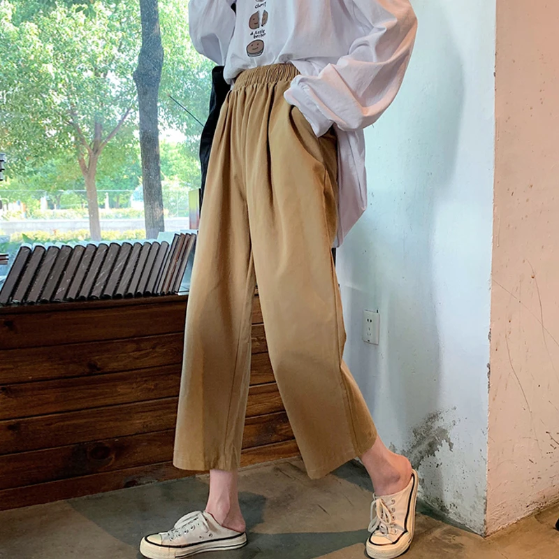 

Casual Pants Women's Fashionable Ins Summer Thin 2021 New Loose Drooping Straight Wide-Leg Pants High Waist Cropped Pants