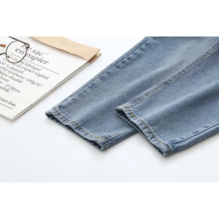 

Plus Size Women's Straight Jeans Black Blue Long Denim Pants