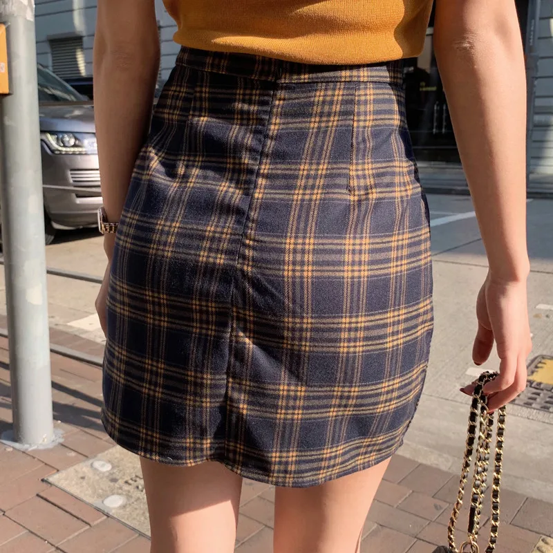 

Skirts Women Vintage Plaid High Waist All-match Elegant Simple Student Chic Korean Style Womens Mini Skirt A-line Casual