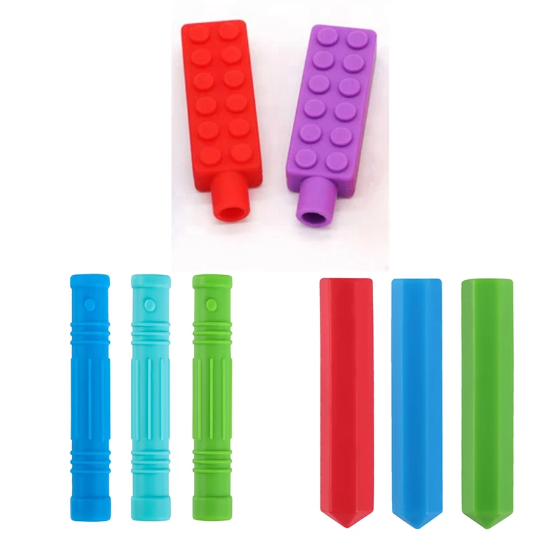 

Chewable Pencil Topper Baby Teether Food Grade Silicone Sensory Toy for Specail Needs