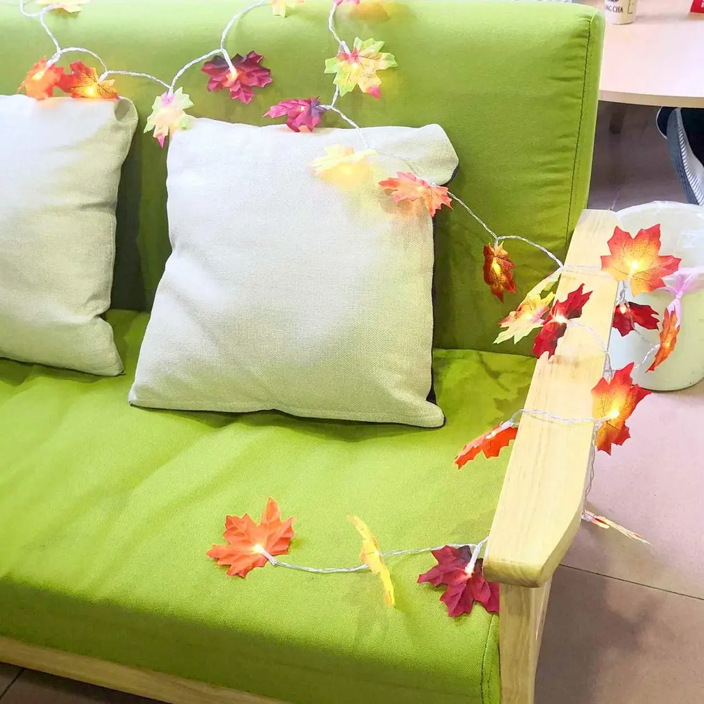 

1.5M 3M 20 Lights Maple Leaves Garland Led Fairy Lights for Christmas Decoration Autumn String Light Festive DIY Halloween Decor