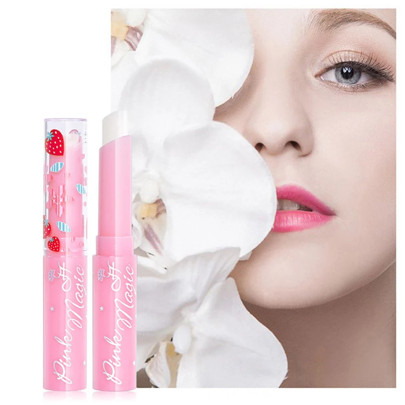 Новый бальзам для губ с клубничкой стойкий увлажняющий согревающим цветом