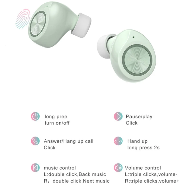 TW60 5.0 Glowing Bluetooth Earphone Binaural Wireless Earbuds Touch Control Hifi Stereo Noise Reduction Headset Ew# | Электроника