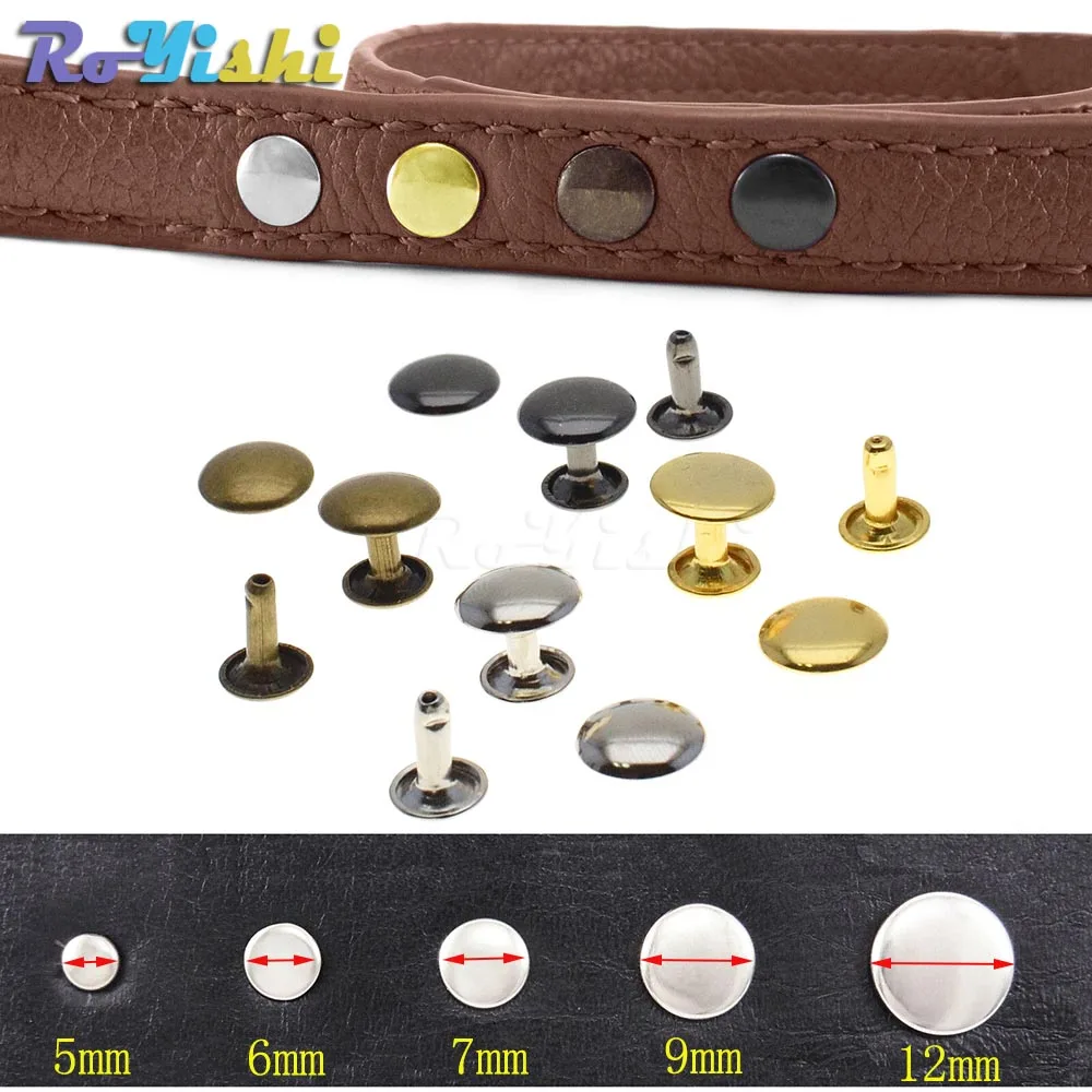 

100pcs/set Metal Double Cap Rivets Stud Rivets Collision Nail Metal Spike Leather Craft Repair 4 Colors