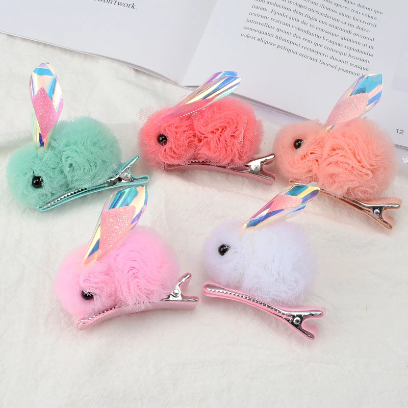 

Children's Snow Yarn Rabbit Hair Clip Cute Princess Plush Rabbit Hairpin Hair Accessories Ladies Fashion Fresh Headdress Gift