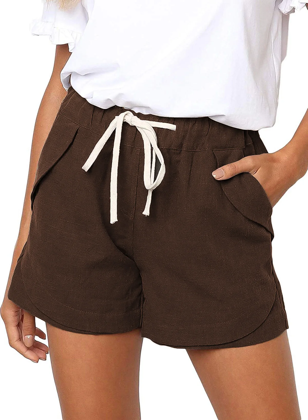 Женские летние пляжные на кулиске хлопковые шорты с эластичным поясом женские из