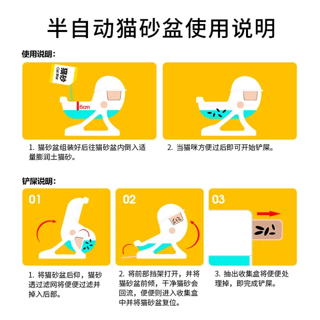 Полуавтоматический туалет для кошек полузакрытый домашних животных раковина с