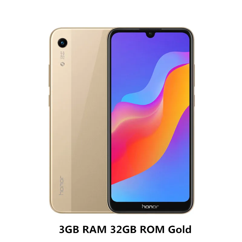 3GB 32GB Gold Honor 8A, мобильный телефон с глобальной ПЗУ, 6,09 дюйма, MT6765, четыре ядра, Android 9,0, 13 МП+ 8 Мп, аккумулятор, 3020 мА/ч, разблокировка лица, смартфон - Цвет: 3GB 32GB Gold