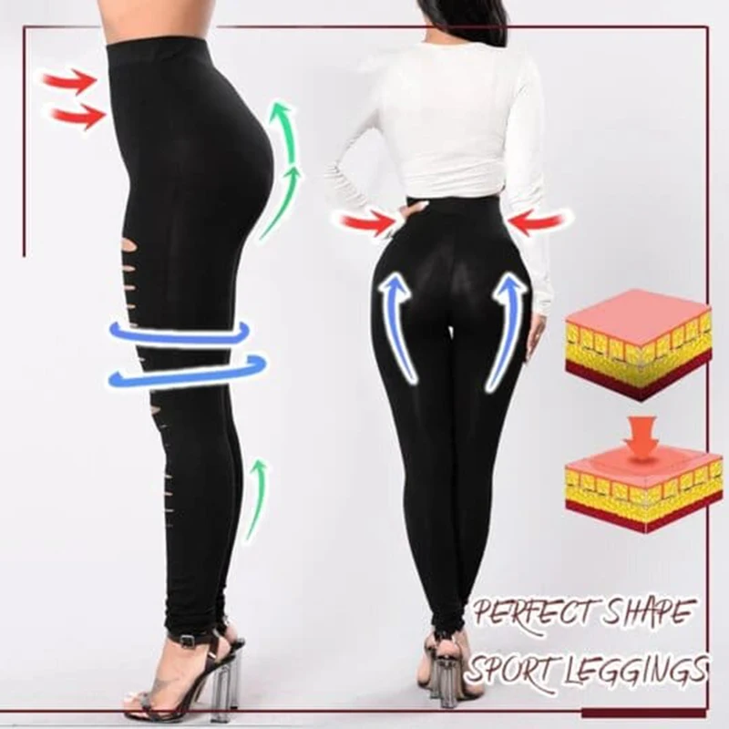 

Hot Women Ripped Yoga Leggings Pants High Waist Slim Stretchy Sport Fitness Trousers MVI-ing