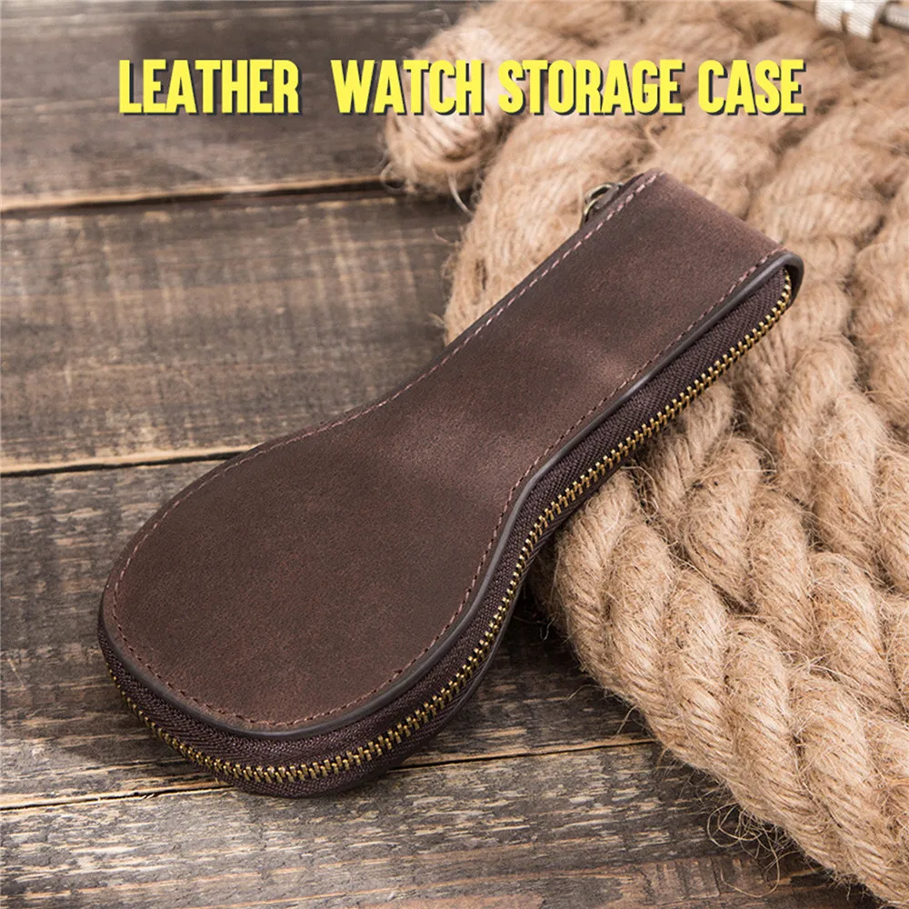 

Watch Leather Storage Case Smooth Zipper Watch Protective Carrying Case for Wristwatch Organizer Storage Bag