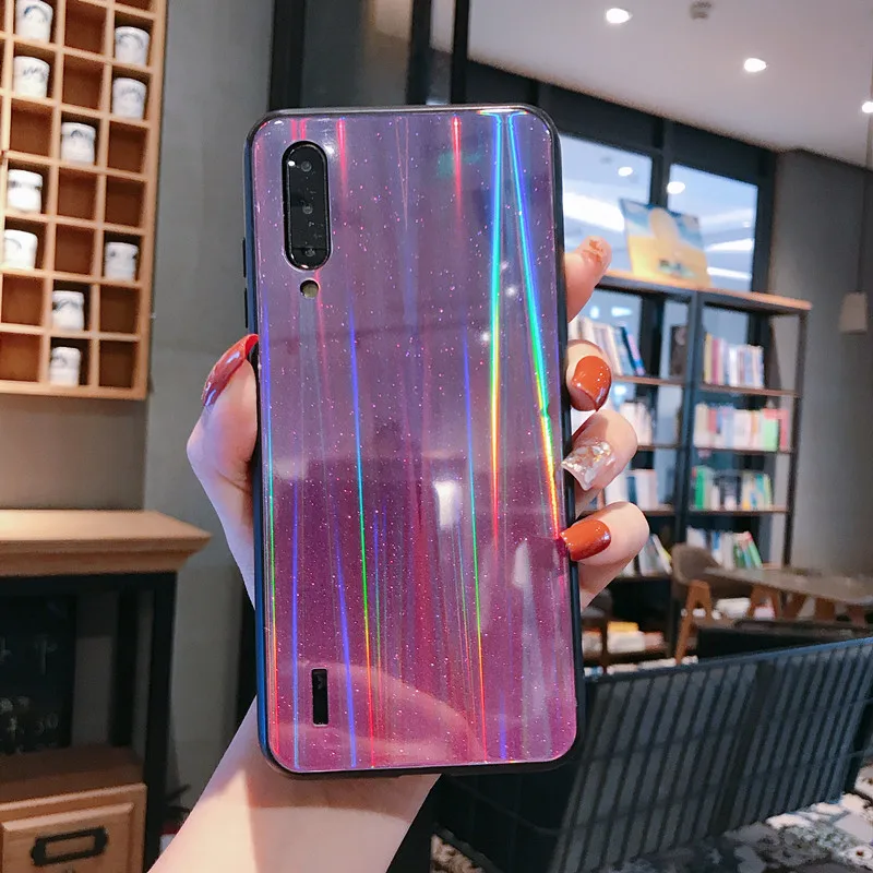Redmi Note 7 роскошный блестящий чехол для телефона с лазерным стеклом Xiaomi mi8 8SE mi9 9SE CC9