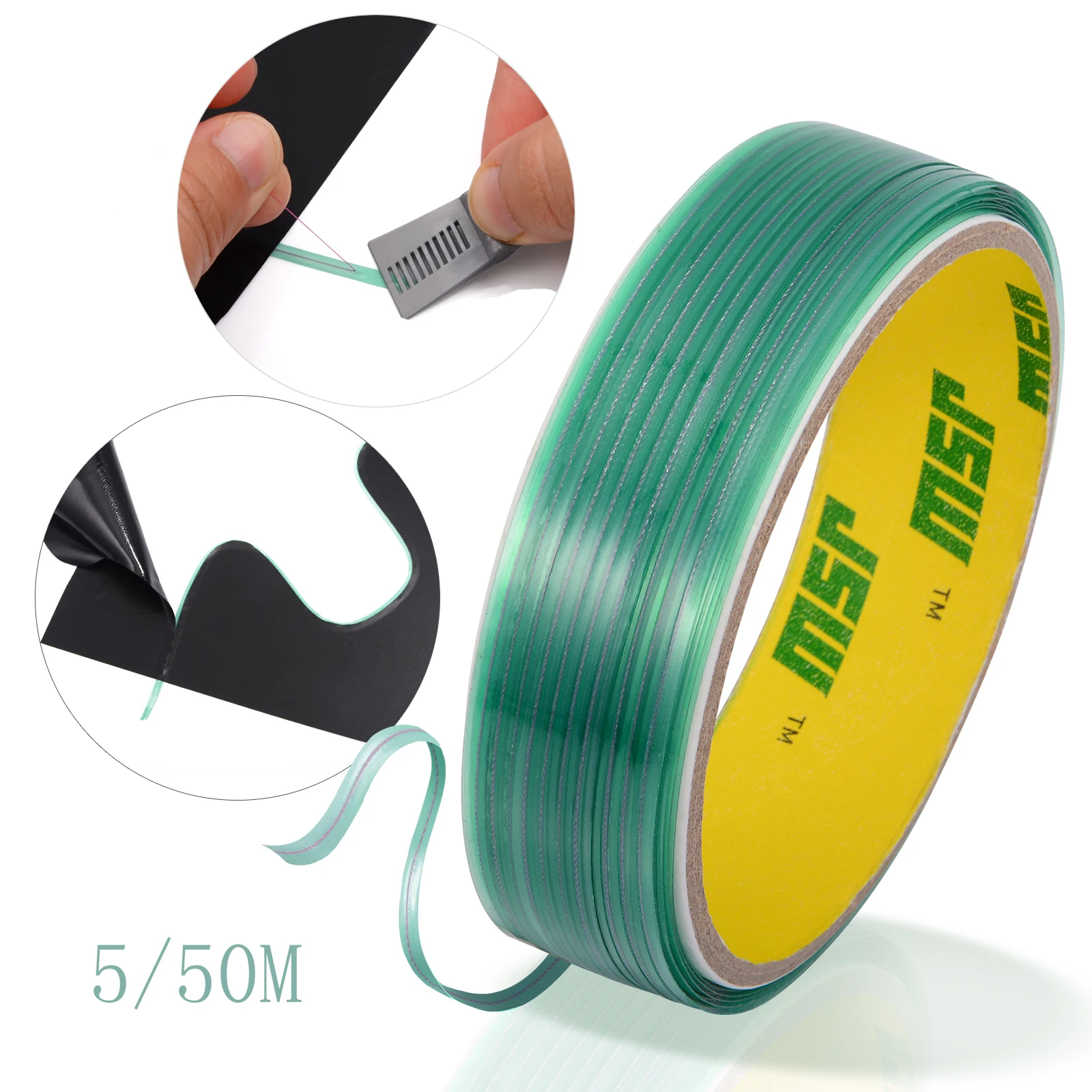 FOSHIO 5/50M Vinyl Decal Knifeless Tape Design Line Car Wrap Film Cutting Tool Glue Sticker Remover Window Tint Trim Accessories