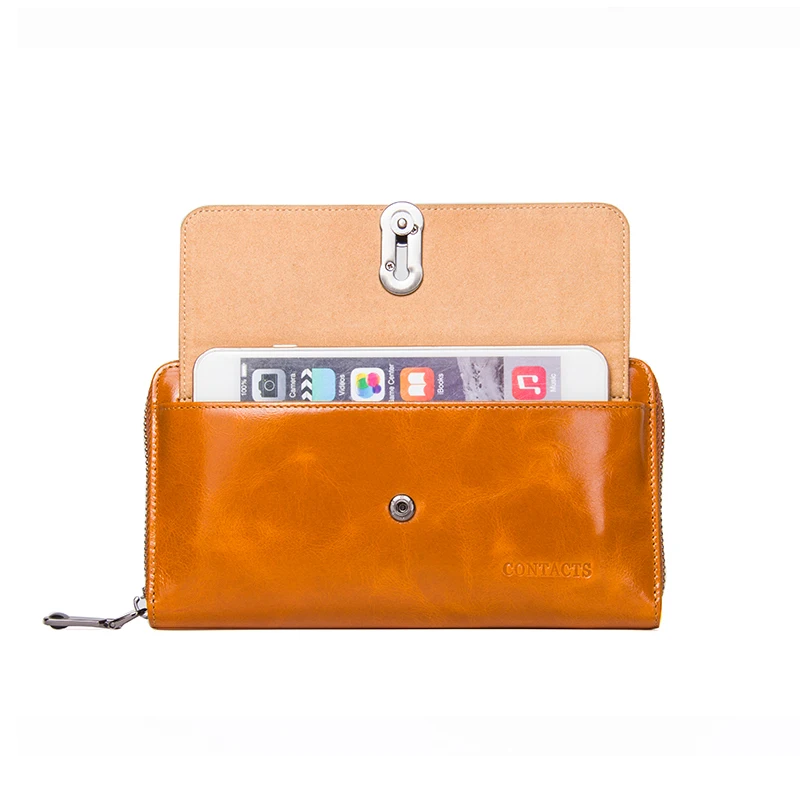 Контактный длинный женский кошелек натуральная кожа для монет Женский держатель