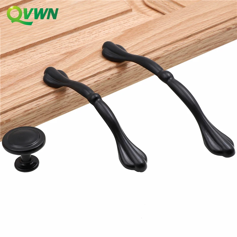 Черные ручки шкафа QVWN кухонные для выдвижных ящиков в американском стиле модное