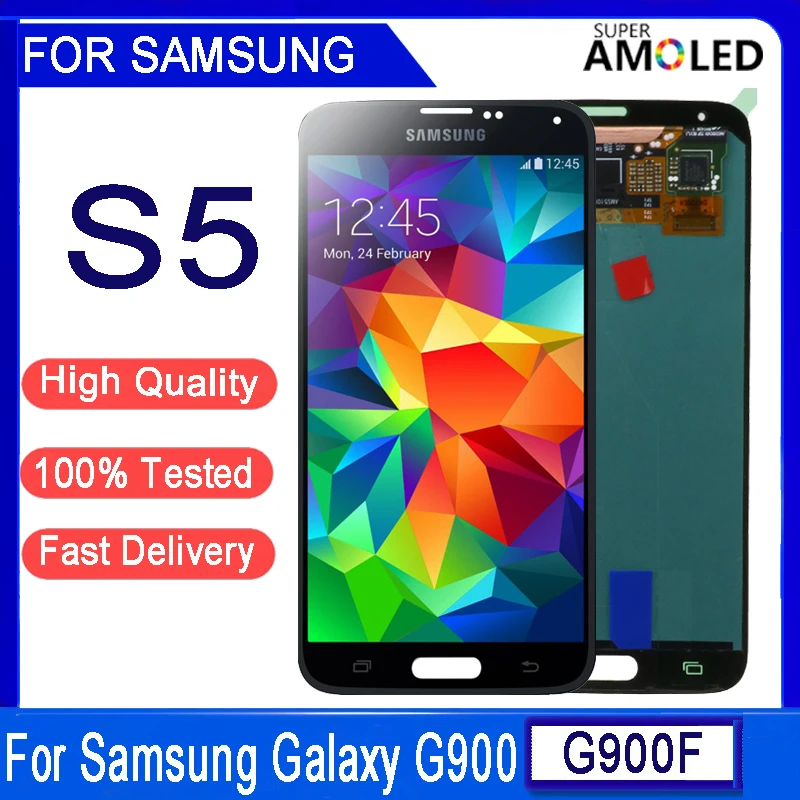 ЖК дисплей 5 1 ''AMOLED для samsung Galaxy S5 G900 G900F G900H G900M сенсорный экран с дигитайзером в