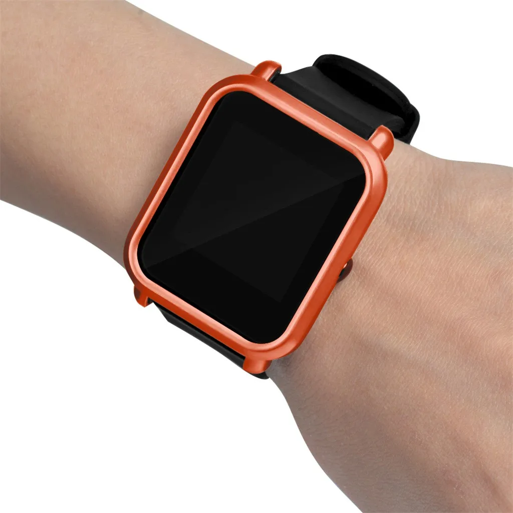 Тонкий цветной чехол из поликарбоната с защитной рамкой для часов Huami Amazfit Bip Younth с защитой экрана