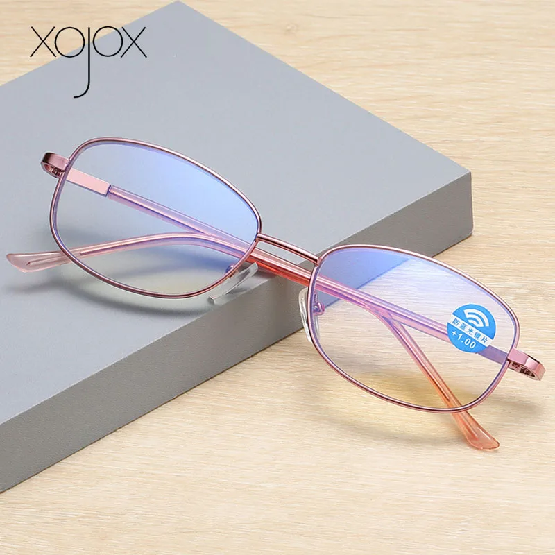 

XojoX +1.0 2.0 3.0 4.0Reading Glasses for Women Blue Light Blocking Prescription Eyewear Luxury Female Hyperopia Eyeglasses