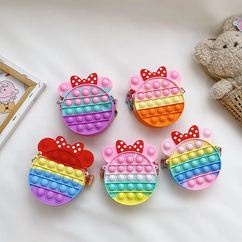 

Антистрессовые Игрушки Pop с Микки Маусом, милые сумки с Минни, Детские антистрессовые Пузырьковые пузырьки, сжимаемые игрушки премиум класс...