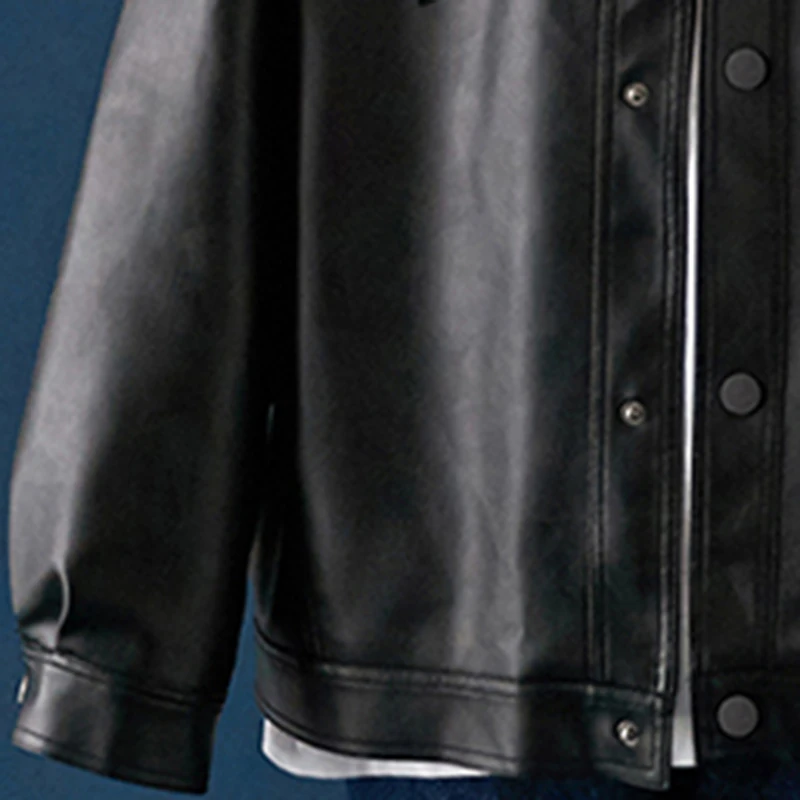 

Lautaro Autumn Oversized Black Soft Faux Leather Shirt Women Long Sleeve Buttons Pockets Stylish Loose Korean Style Fashion 2021