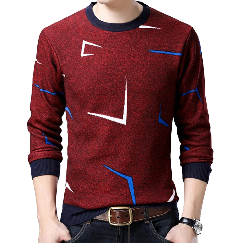 2019 осень зима свитер для молодых мужчин с длинными рукавами круглым вырезом