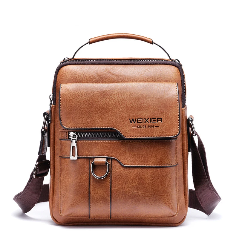 

Crossbody Bag Men'S Shoulder Bag Retro Briefcase Leather Vertical Section Handheld Business Men'S Casual Leather Bag