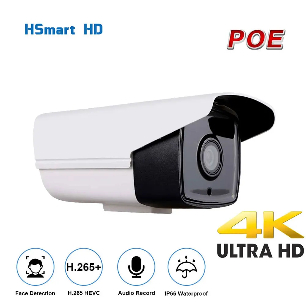 

8MP 4K Ai Face Detection IP POE Camera Outdoor Audio Bullet CCTV Array Night Vision H.265 Onvif 5MP Camera For HD NVR System