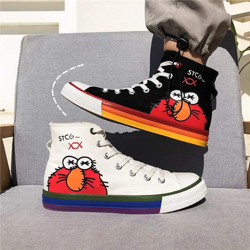 Туфли из вулканизованной парусины с высоким берцем 2019 г. Осенняя обувь красной