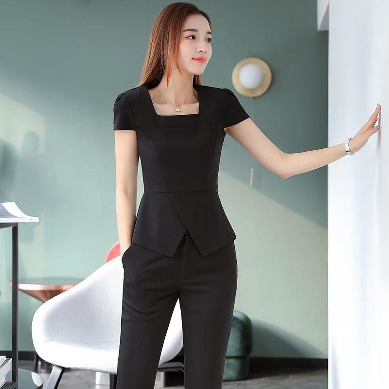 

Summer short sleeve Pink Fashion slim fit professional hip dress set beauty salon working clothes lady