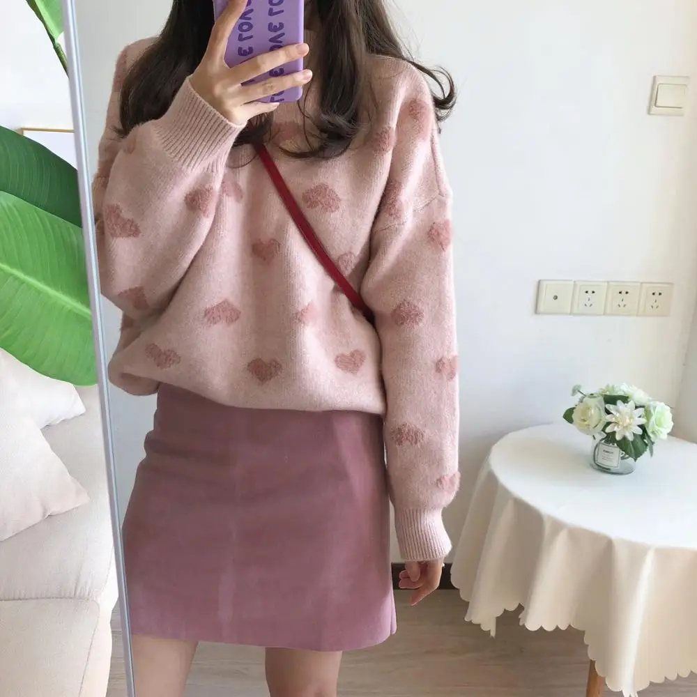 Женский вязаный свитер с длинным рукавом и круглым вырезом повседневный