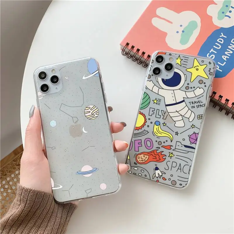 

Star Astronaut Phone Case Clear Transparent for iPhone 11 12 13 mini pro XS MAX 8 7 6 6S Plus X 5S SE XR 2020