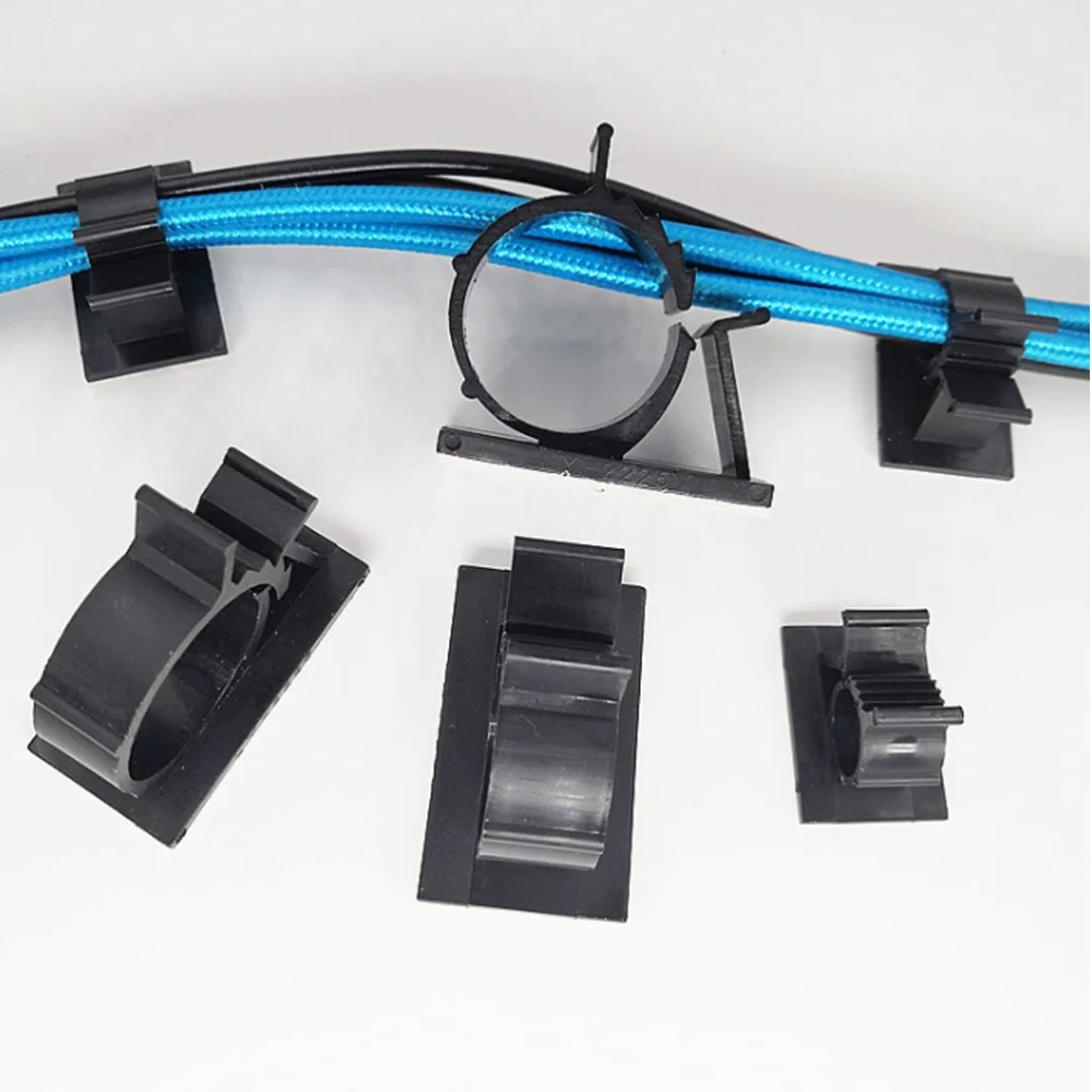 

20pcs Adjustable Wiring Fixture Adhesive Wire Clip Paste Fixing Seat Sticky (Black)