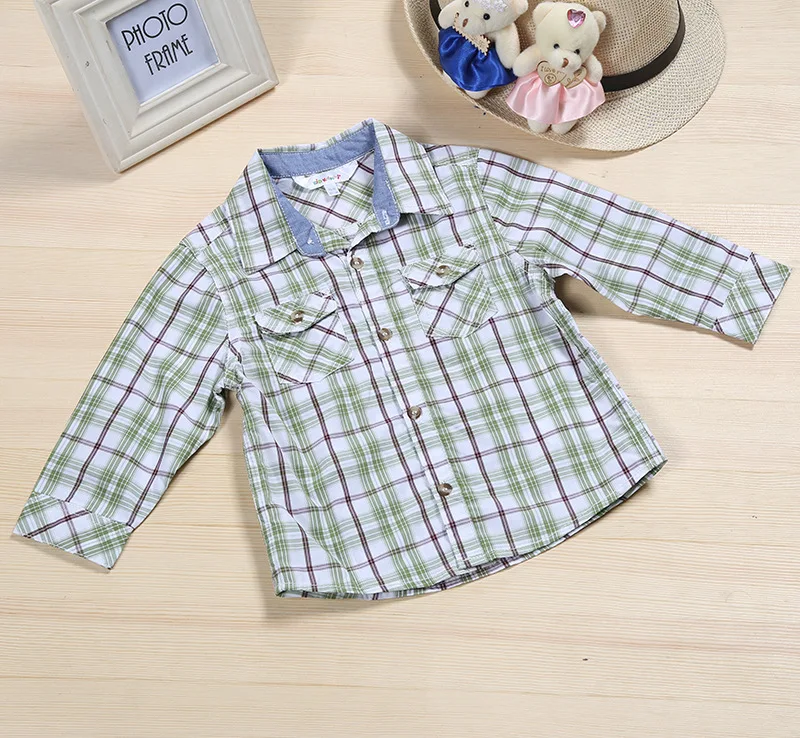 2020 Одежда для мальчиков Детские рубашки в клетку с длинными рукавами