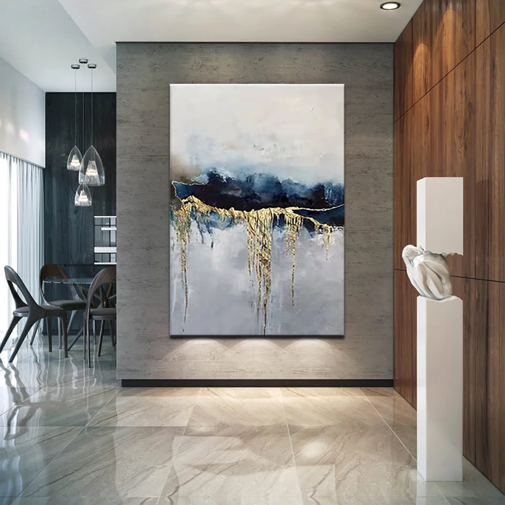 

Handmade Golden Abstract Oil Painting On Canvas Painting Large Salon Decoration Picture Modern Wall Art Painting Hand Painted