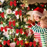 12pcslot christmas tree decoration bow ribbon xmas tree bowknot ornaments for christmas tree hanging decoration supplies