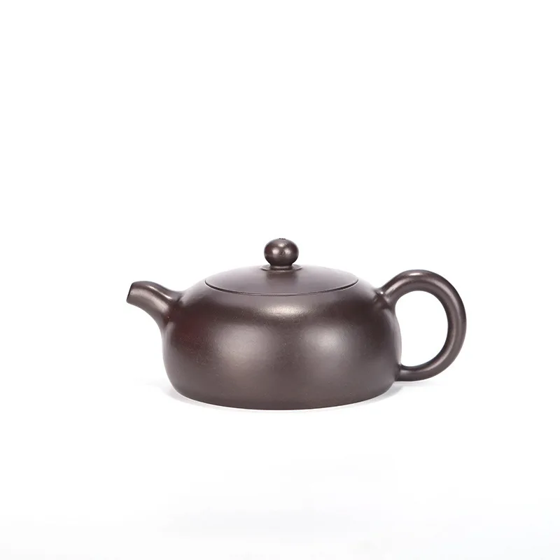 

Yixing Dark-red Enameled Pottery Teapot Famous Manual Make Raw Ore Black Mud Half A Month Kettle Kung Fu Tea Have