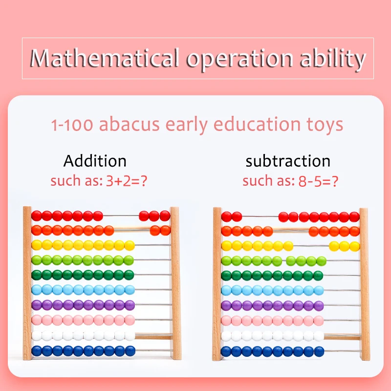 Soporte de madera Montessori para Aprendizaje de &aacute;baco para ni&ntilde;os, tablero cognitivo para contar, ayuda did&aacute;ctica, juguetes de matem&aacute;ticas para Educaci&oacute;n Temprana, regalo para ni&ntilde;os-3
