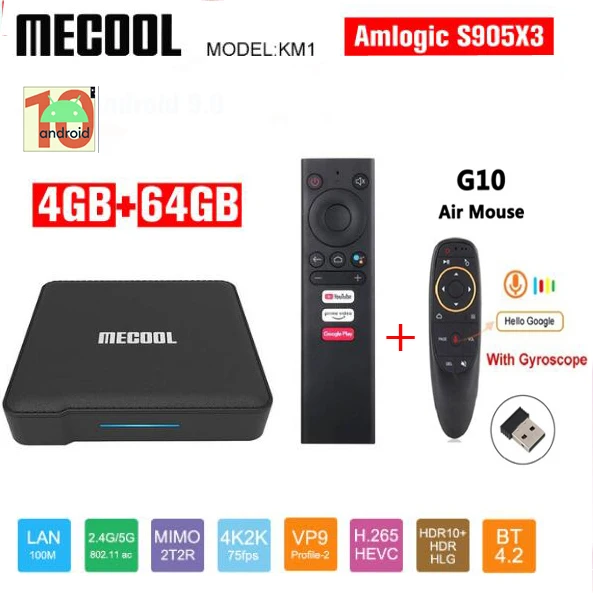 ТВ-приставка Mecool KM1 Android 10 4 + 64 ГБ Amlogic S905X3/2T2R Wi-Fi | Электроника