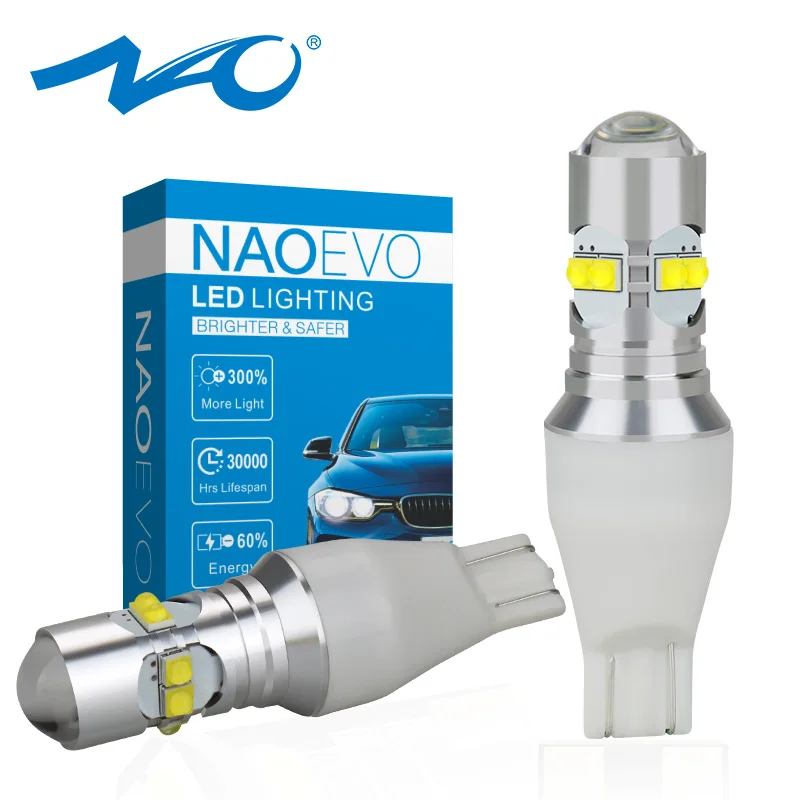 СВЕТОДИОДНЫЙ Автомобильный Фонарь NAO W16W W5W T10 T15 12 В 24 5W5 194 боковая фара 6000K 168 Blub 912