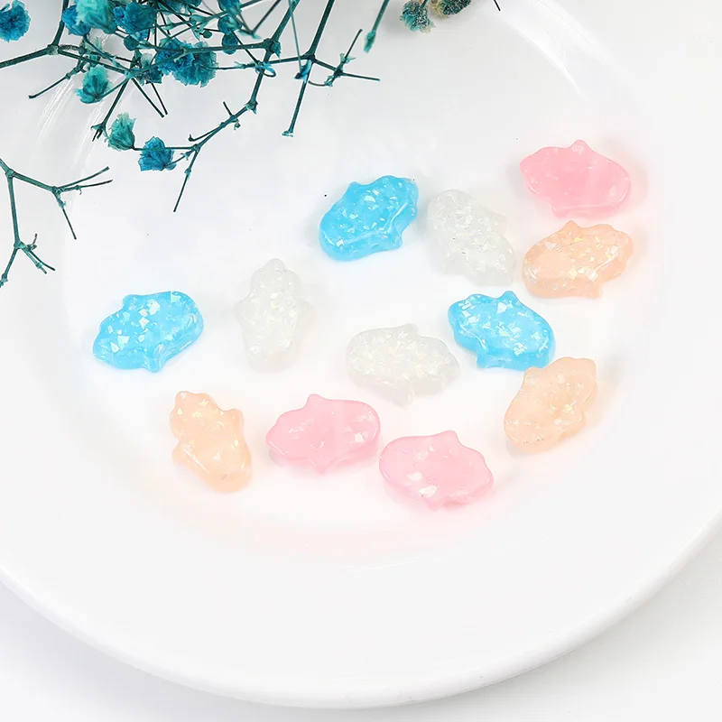 Подвески 10 шт./лот из смолы с голубым опалом и ладонью для изготовления ювелирных