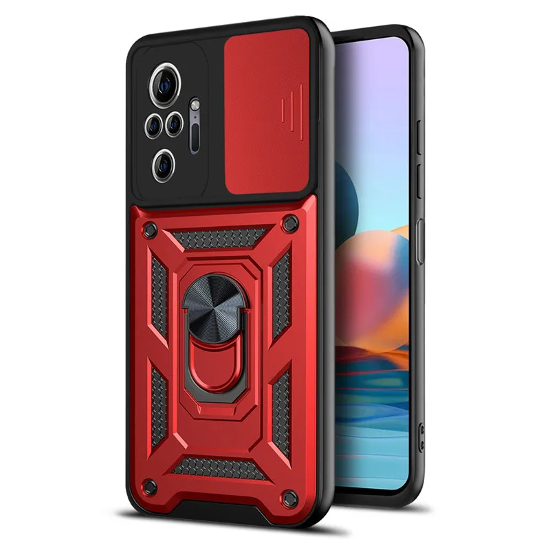

For Xiaomi Redmi Note 10 Pro Max Case Shockproof Armor Ring Magnetic Car Holder Soft Bumper Cover for Redmi Note 10 4G 10S Case